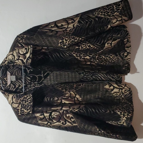 Tanjay Vintage Metallic Sheen Animal Print Zipper Jacket Size 12P - Picture 9 of 12